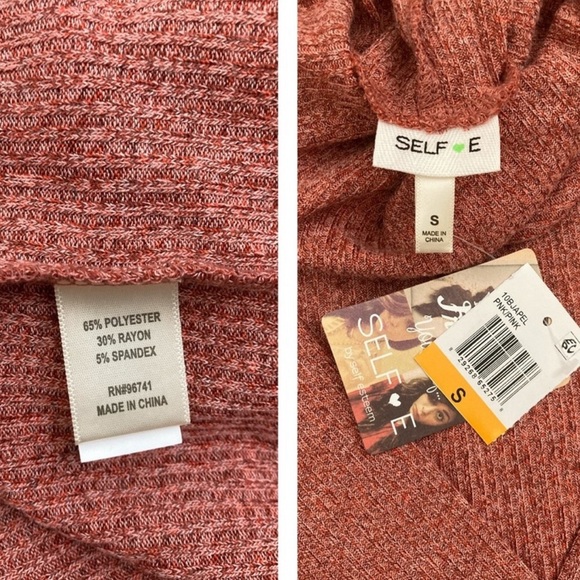 SELFIE Turtle Neck Long Sleeves Crop Top Size Small BNWT - Picture 3 of 3